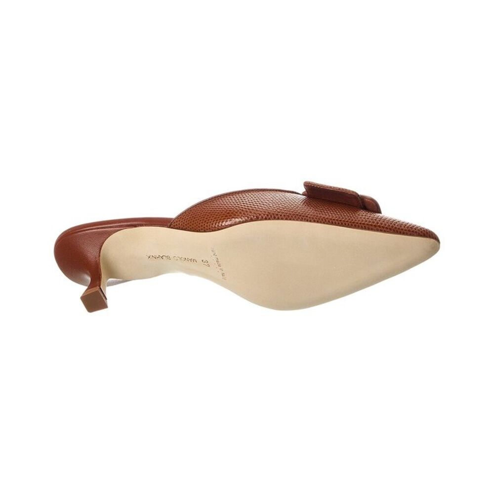 Manolo Blahnik Maysalebi 50 Leather Mule, Brown - Picture 4 of 5